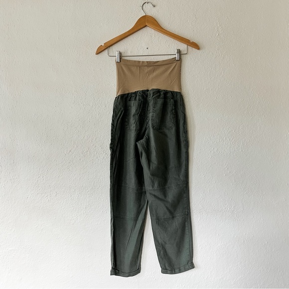 A Pea In The Pod Maternity Olive Green Linen Blend Pants - Picture 2 of 8